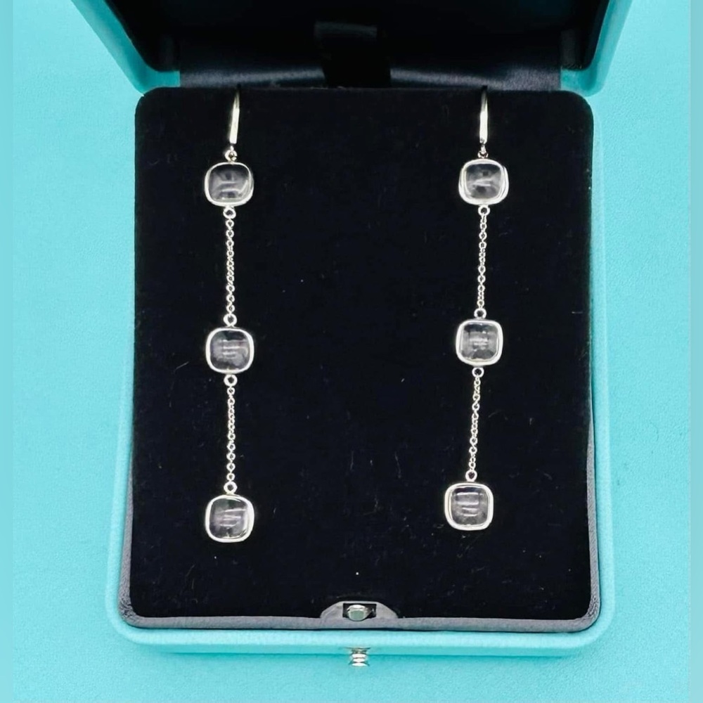 RARE Tiffany & Co. Retired SS Picasso Rock Crystal Dangle Chandelier Earrings